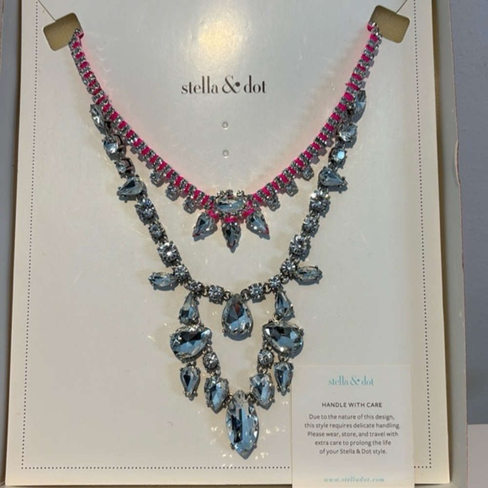 Stella &Dot NIB Statement Necklace Rhinestone - The Neon Dream - Picture 9 of 10